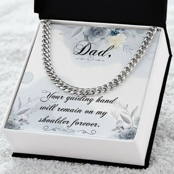 "Dad" Stainless Steel Curb Chain Necklace 20" Gift Box - Picture 1 of 4